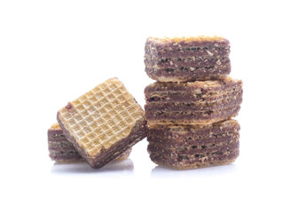 wafer chocolate dessert on white background
