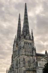 Fototapeta na wymiar Gothic cathedral towers of Saint Andre in Bordeaux, New Aquitaine, France