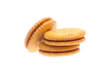 Sandwich cracker on white background