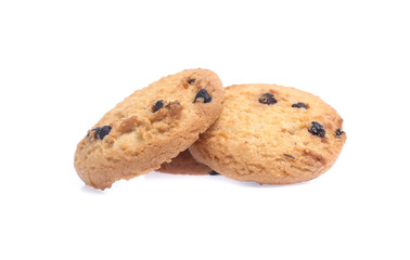 Chocolate chip cookies isolated on white background. Sweet biscuits