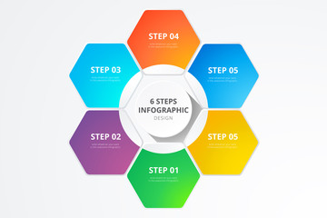 Hexagonal 6 Steps Business Infographics 