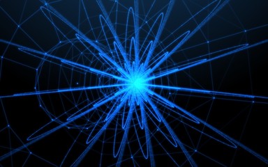 Abstract blue technology lines background.