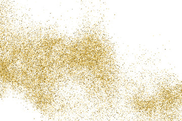 Gold Glitter Texture Isolated On White. Amber Particles Color. Celebratory Background. Golden Explosion Of Confetti. Vector Illustration, Eps 10.