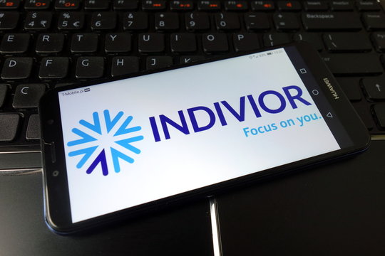 KONSKIE, POLAND - January 11, 2020: Indivior pharmaceutical company logo on mobile phone