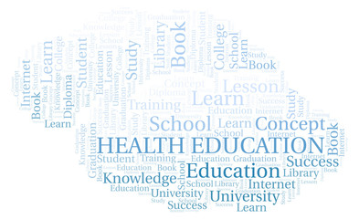 Fototapeta na wymiar Health Education word cloud.