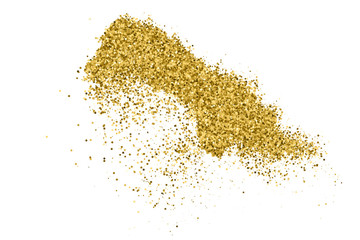 Gold Glitter Texture Isolated On White. Amber Particles Color. Celebratory Background. Golden Explosion Of Confetti. Vector Illustration, Eps 10.