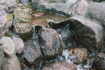 Flowing water on Bastion hill in Riga, Latvia, East Europe