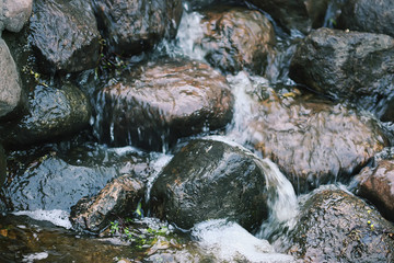 Flowing water on Bastion hill in Riga, Latvia, East Europe