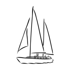 sailing yacht, icon vector sketch illustration