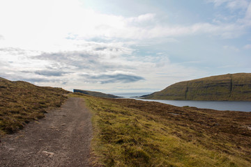 Road in the mountains of the Faroe Islands