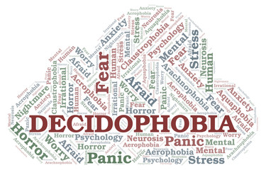 Obraz premium Decidophobia word cloud.