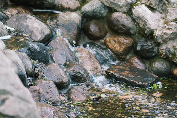 Flowing water on Bastion hill in Riga, Latvia, East Europe