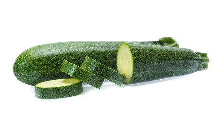 Fresh zucchini isolated on white (cucumber)