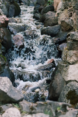 Flowing water on Bastion hill in Riga, Latvia, East Europe
