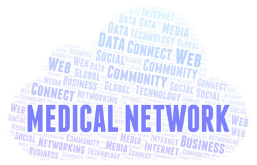 Obraz premium Medical Network word cloud.