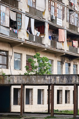 Fototapeta na wymiar Abandoned apartment buildings