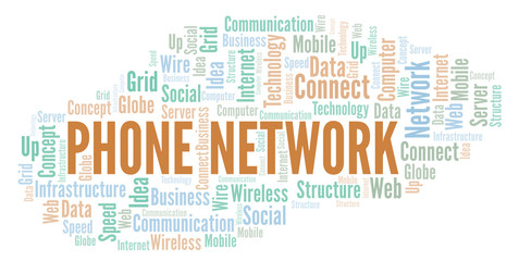 Obraz premium Phone Network word cloud.