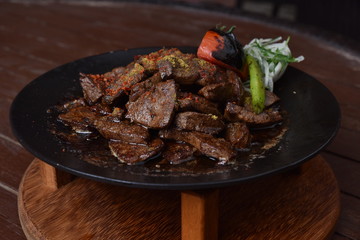 delicious beef liver roasted on hair