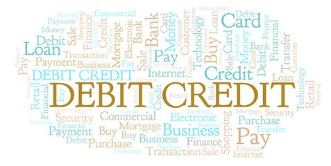 Debit Credit word cloud.