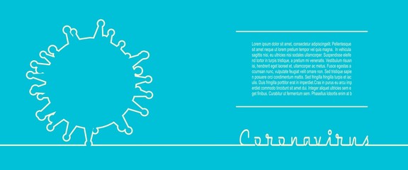 Abstract virus silhouette and Coronavirus text in thin line style. Coronavirus virus danger relative illustration. Medical research theme. Virus epidemic alert
