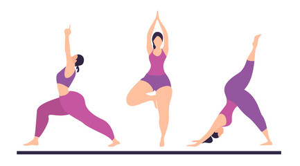 Collection of women training for yoga