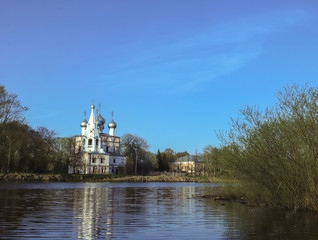 Vologda. Beautiful spring day on the river Bank. The Church in the name of St. John Chrysostom. 17th century