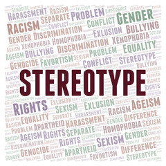 Stereo- type - type of discrimination - word cloud.
