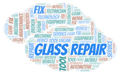 Glass Repair word cloud.