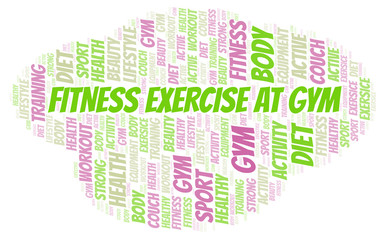 Fototapeta premium Fitness Exercise At Gym word cloud.