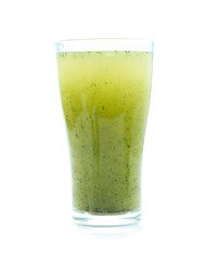 kiwi smoothie isolated on white background  in glass