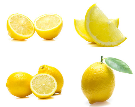 lemon isolated on white background (set  mix   collection)