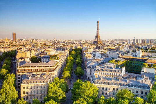 cityscape of paris by the sunset, France - Powered by Adobe