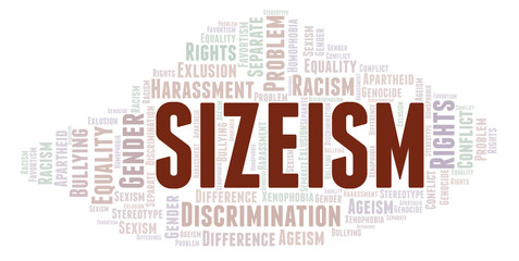 Sizeism - type of discrimination - word cloud.