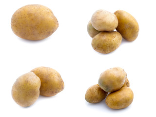 set of potatoes isolated on white background