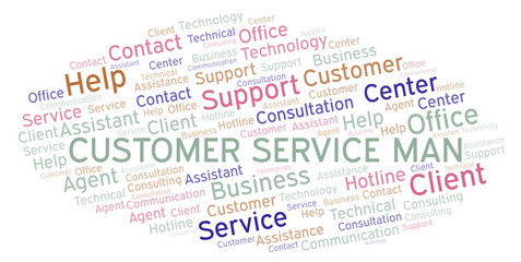 Customer Service Man word cloud.