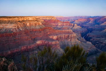 Grand Canyon in sunset sky