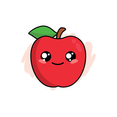 Cartoon of Cute Apple Character Design, Apple Icon Illustration Template Vector