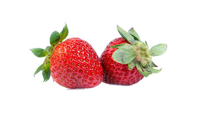 strawberries over white background