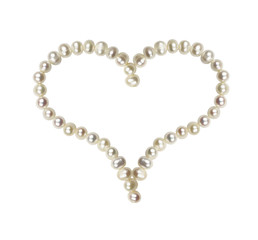 Freshwater pearls in a heart shape frame