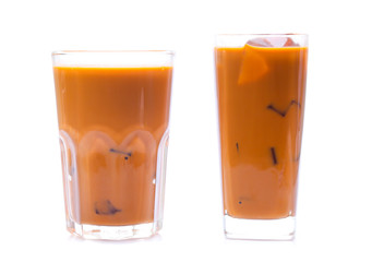 Iced Thai milk tea in glasses (thailand)