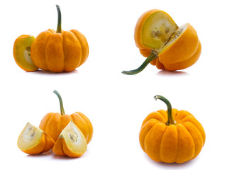 set of yellow pumpkin isolated on white