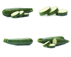Fresh zucchini isolated on white (cucumber),(Mix, set , collection)