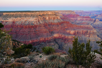 Grand Canyon in sunset sky