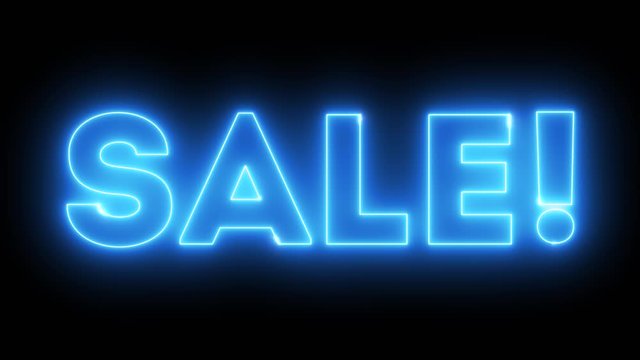 Sale text as blue neon sign