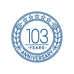 103 years anniversary celebration logo template. Line art vector and illustration.