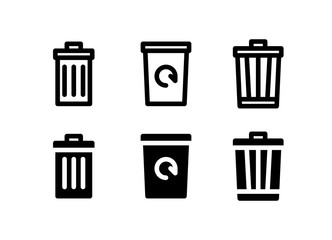 Recycle Bin & Trash Icon. Nature Icon Set Vector Logo Symbol.