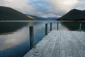 Lake Rotoroa. Jetty. New Zealand. Evening light