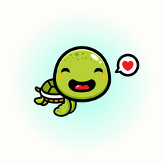 cute turtle mascot vector design