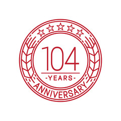 104 years anniversary celebration logo template. Line art vector and illustration.