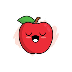 Cartoon of Cute Apple Character Design, Apple Icon Illustration Template Vector